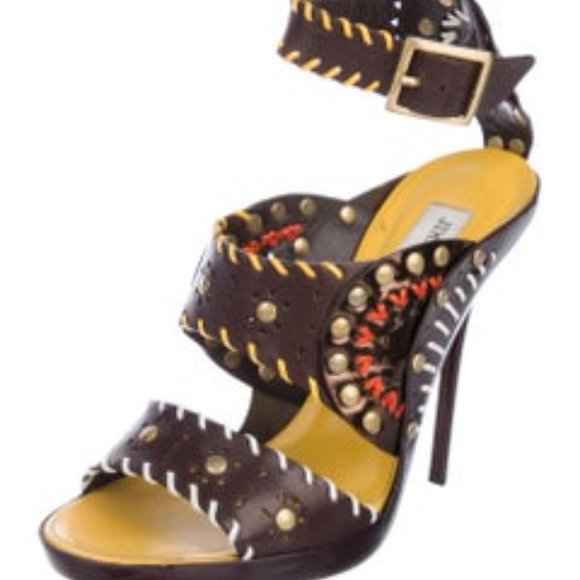 JIMMY CHOO Embellished Leather Sandals Size: 8.5 - Picture 2 of 4